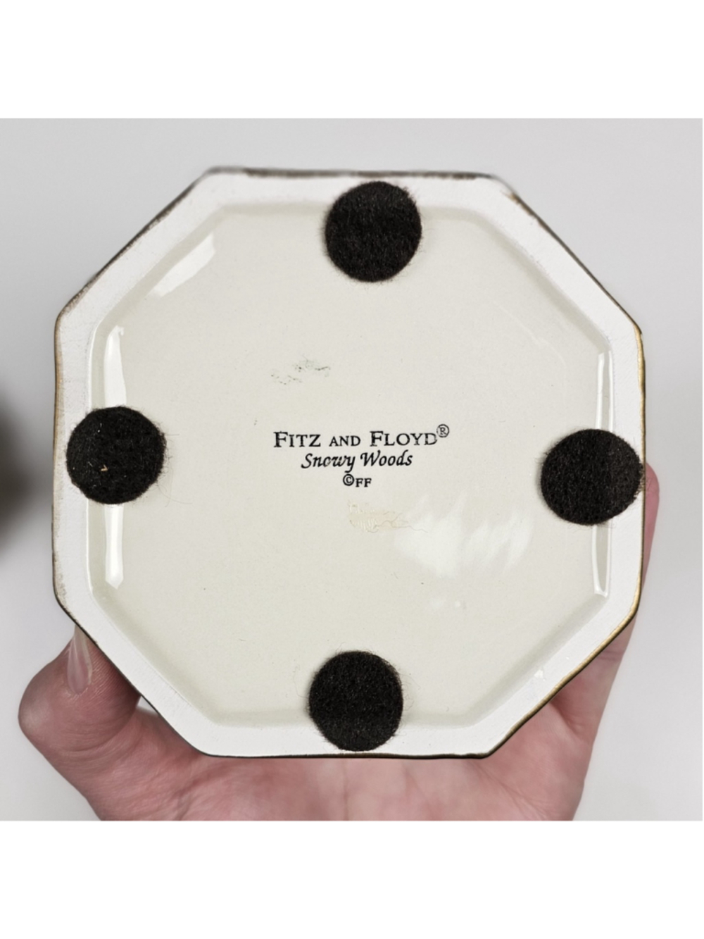 Vintage Fitz and Floyd Snowy Woods Lidded Trinket Box Candy Dish 1996 With Box - Picture 7 of 13